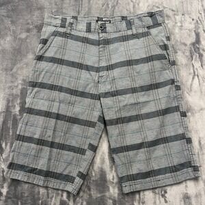 Street Rules Plaid Shorts Mens 32 Grey Blue Checkered Skater Casual Skater